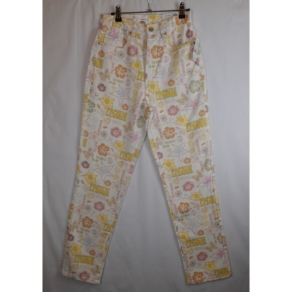NWT Pacsun Mixed Pacific Sunwear Print Dad Jeans Womens Size 26 AOP Preppy - Picture 2 of 16